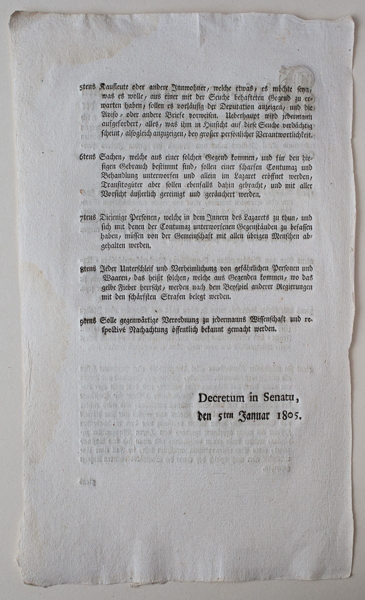 1805 Augsburger Verordnung (page 2) – Yellow fever